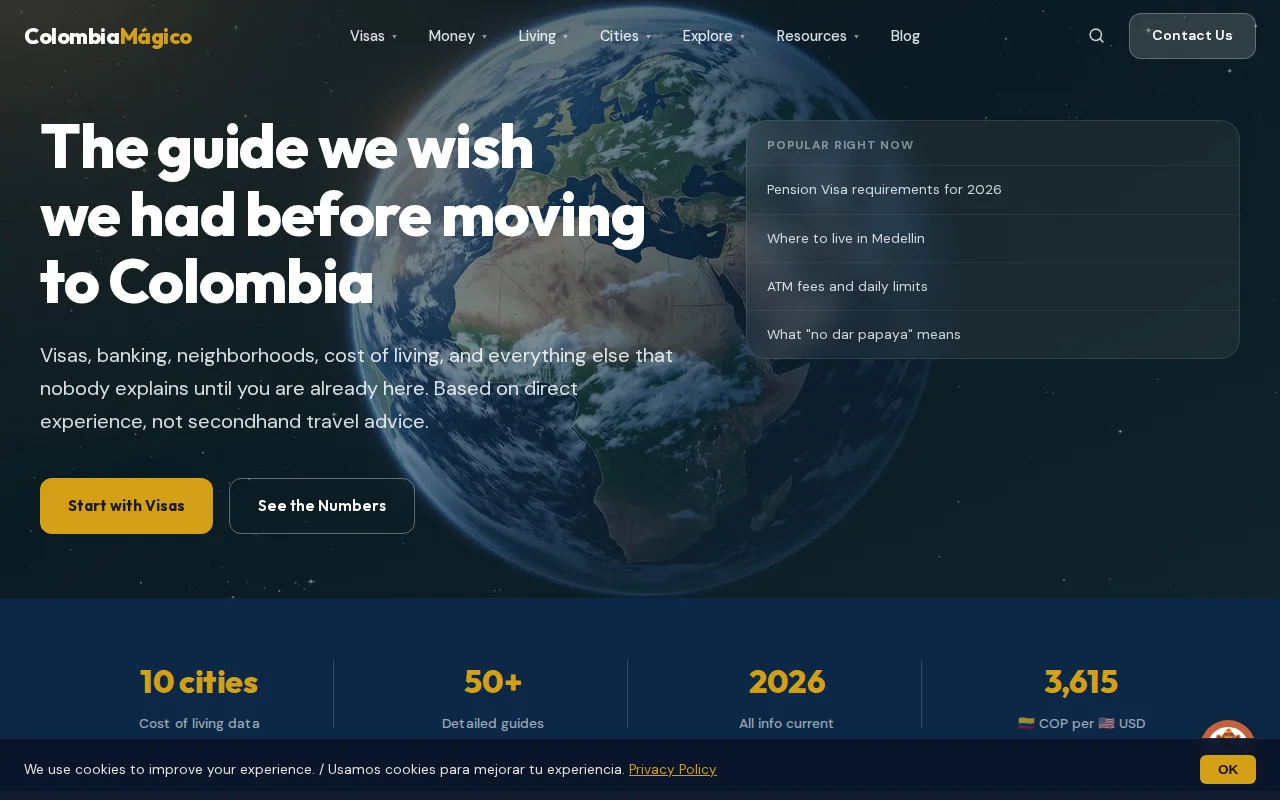 Colombia Magico website screenshot