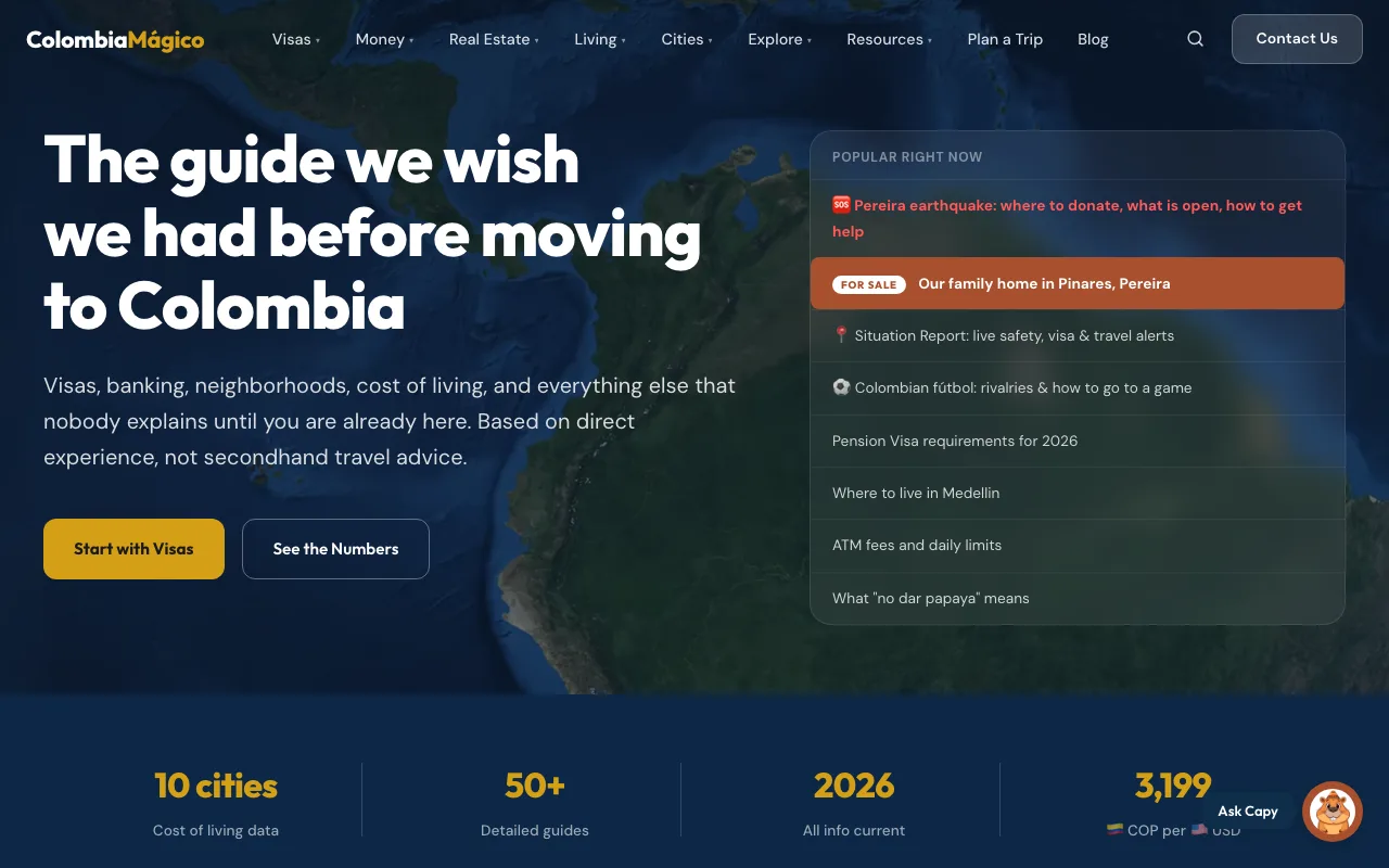 Colombia Magico website screenshot