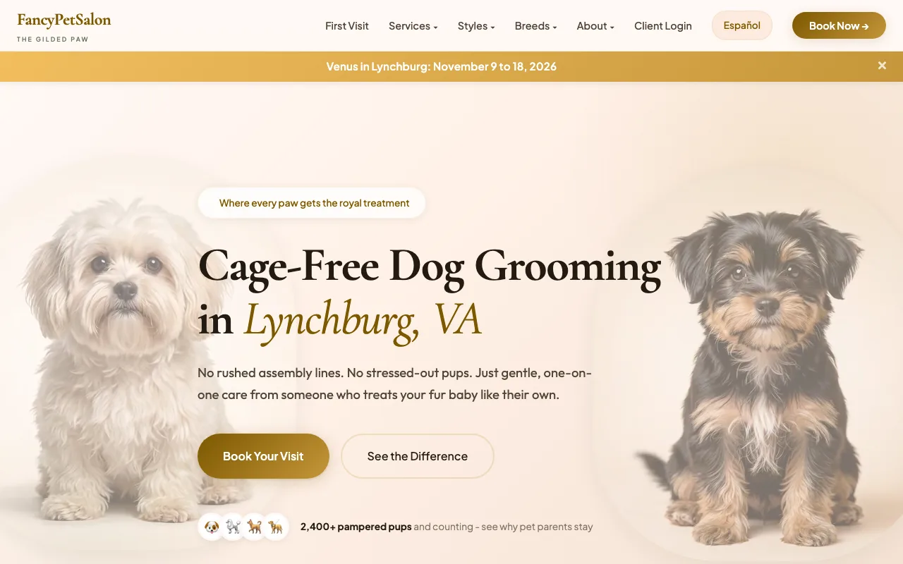 Fancy Pet Salon website screenshot