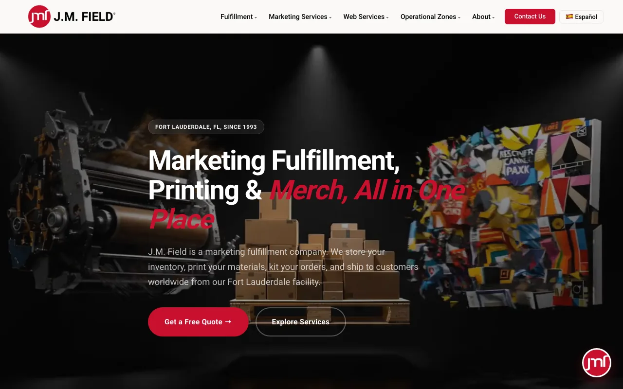 J.M. Field website screenshot