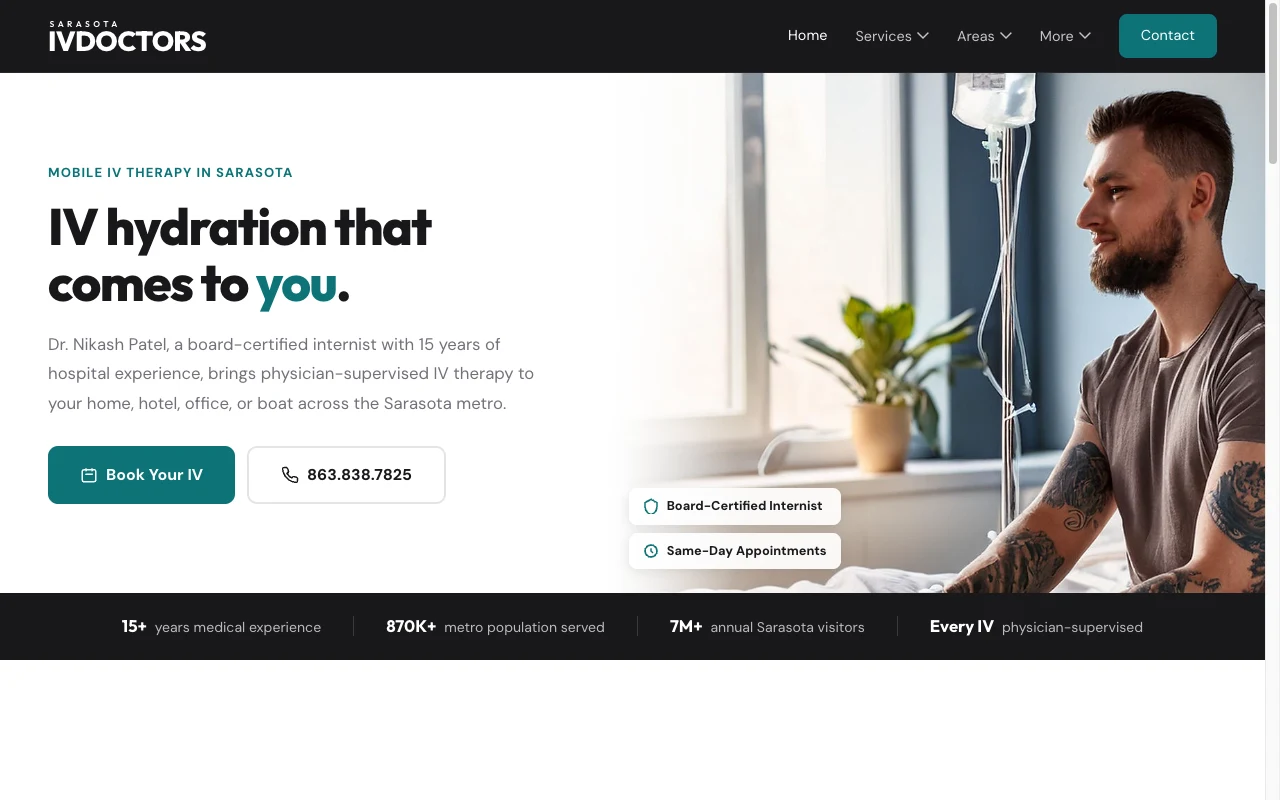 Sarasota IV Doctors website screenshot