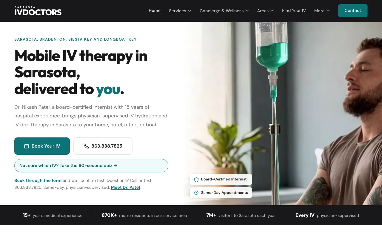 Sarasota IV Doctors website screenshot